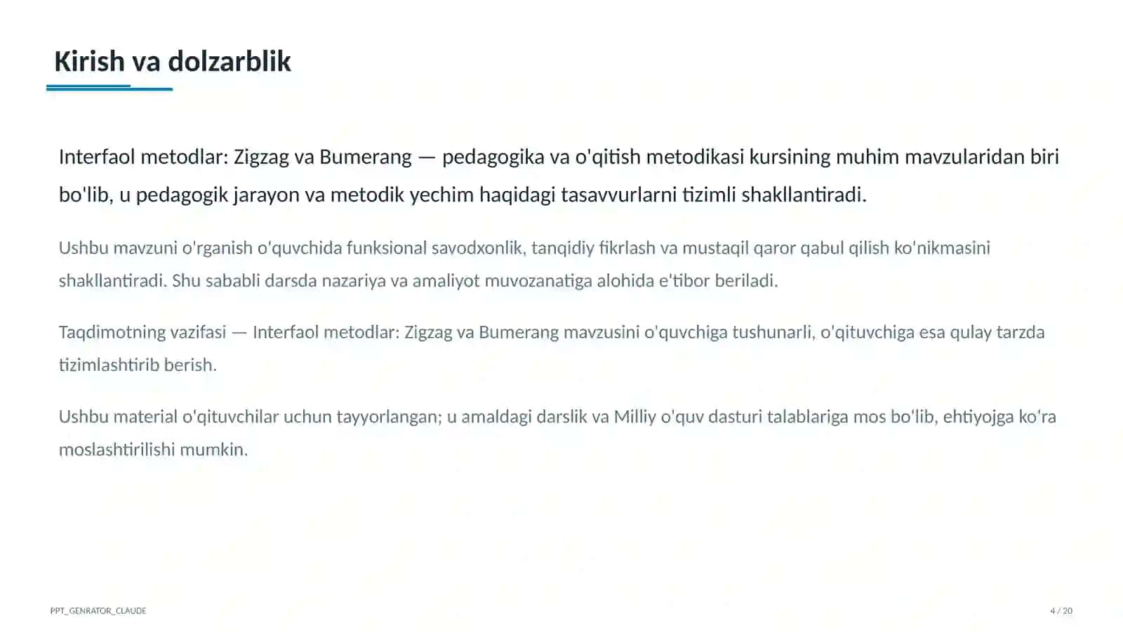 Interfaol metodlar: Zigzag va Bumerang 4