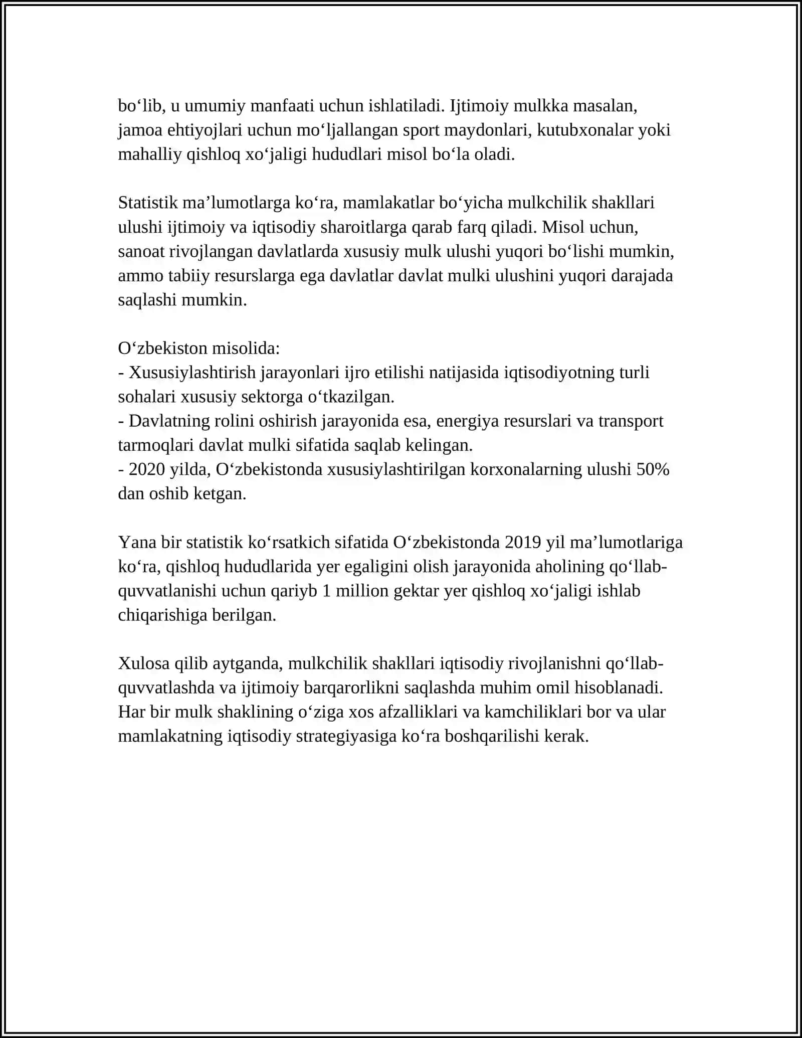 MULKCHILIK MUNOSABATLARI VA IQTISODIY MAZMUNI 4