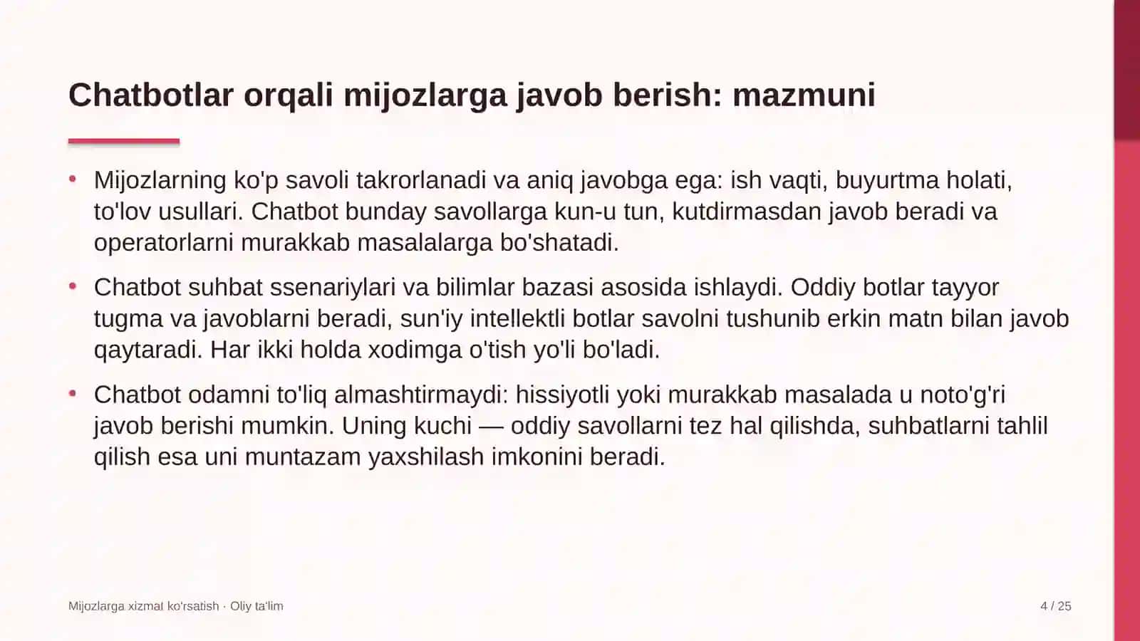 baholash tashkilotlarida chatbotlardan foydalanib mijozlarga javob berish 1518 4