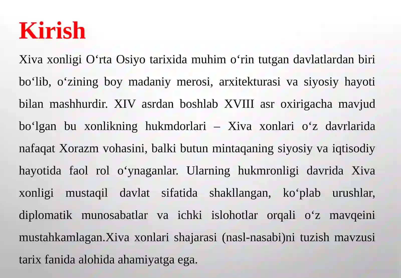 Xiva xonlari shajarasini tuzish 4