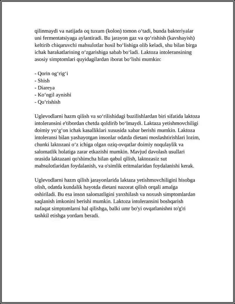 UGLEVODLARNI HAZMLANISHI VA SO'RILISHI JARAYONLARINI BUZULISHI 4