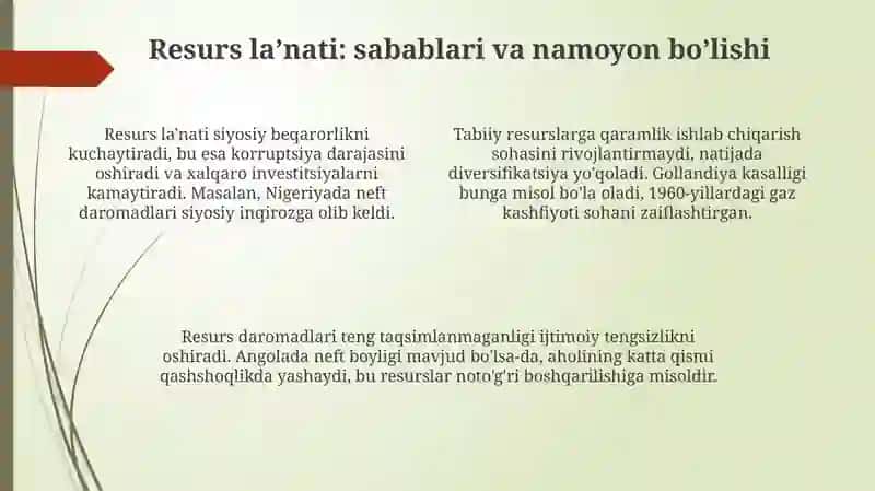 Tabiiy boyliklar nega ba’zilari rivojlanib ba’zilari qashoqlashyapti 4