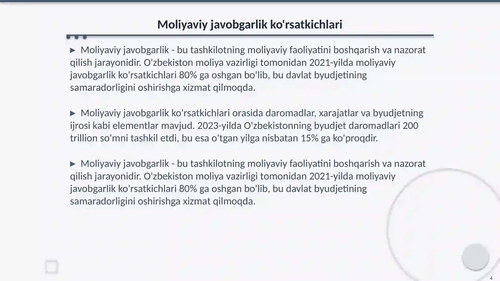 Byudjet intizomi va moliyaviy javobgarlik masalalari 4