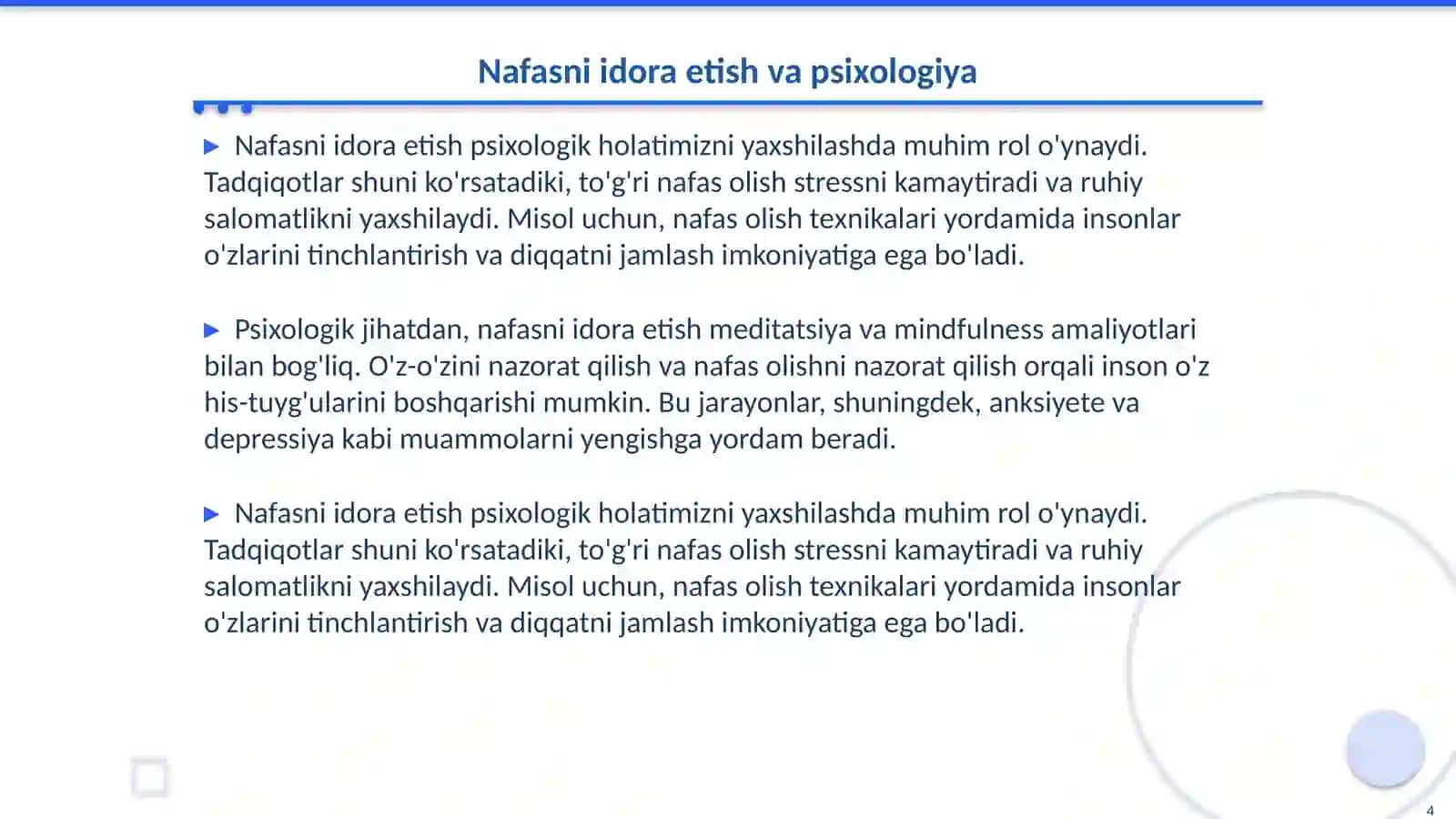 Nafasni idora etilishi 4