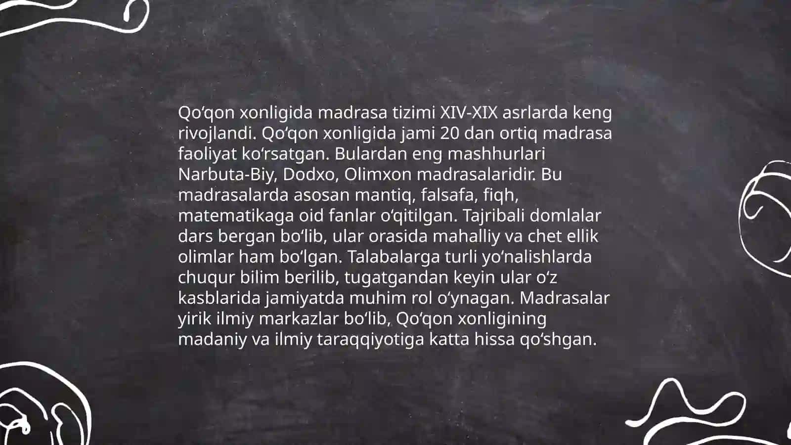 Buxoro amirligi, Qoʻqon xonligi va Xiva xonliklarida taʼlim-tarbiya 4
