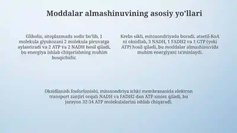 Middalar almashinuviga kirish. Ovqatlanish biokimyosi 4