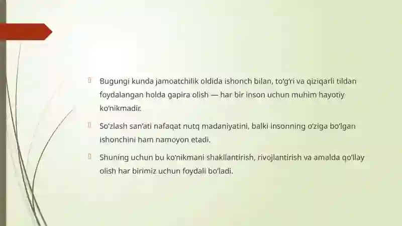Jamoatchilik oldida ishonch bilan, to’ri va qiziqarli tildan foydalangan holda gapirish 4