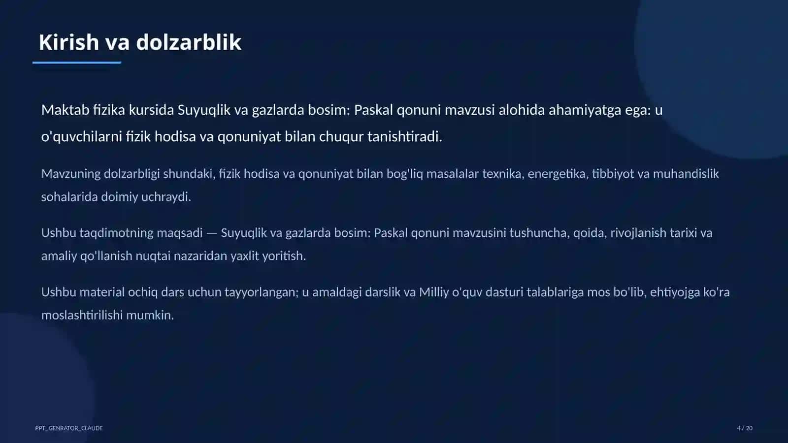 Suyuqlik va gazlarda bosim: Paskal qonuni (7-sinf) 4