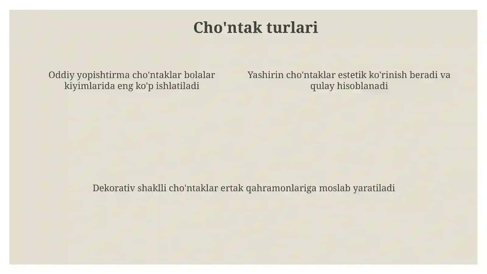 Bolalar ertaklar kiyimlari uchun turli xil cho'ntak namunalar tayyorlash 4