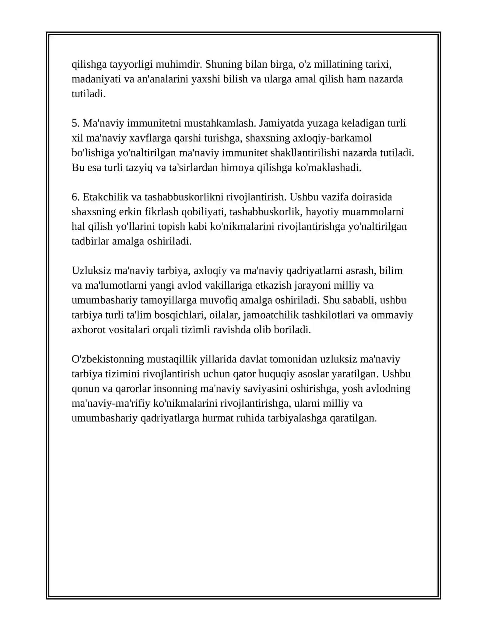 UZLUKSIZ MA'NAVIY TARBIYANING TARIXIY-NAZARIY VA HUQUQIY ASOSLARI 4