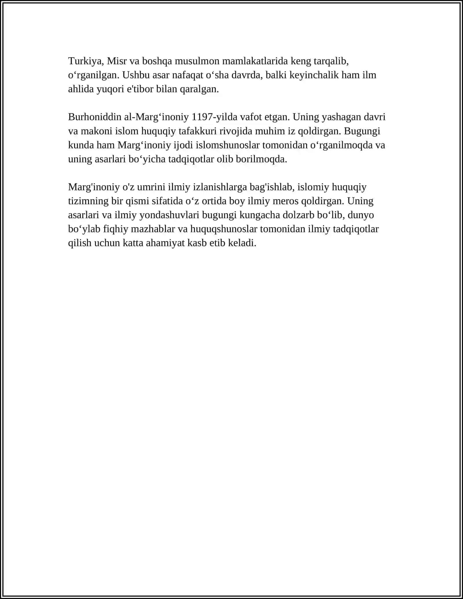 BURHONIDDIN MARG’INONIY “AL-HIDOYA” ASARINING FIQH ILMI RIVOJIDAGI AHAMIYATI 4