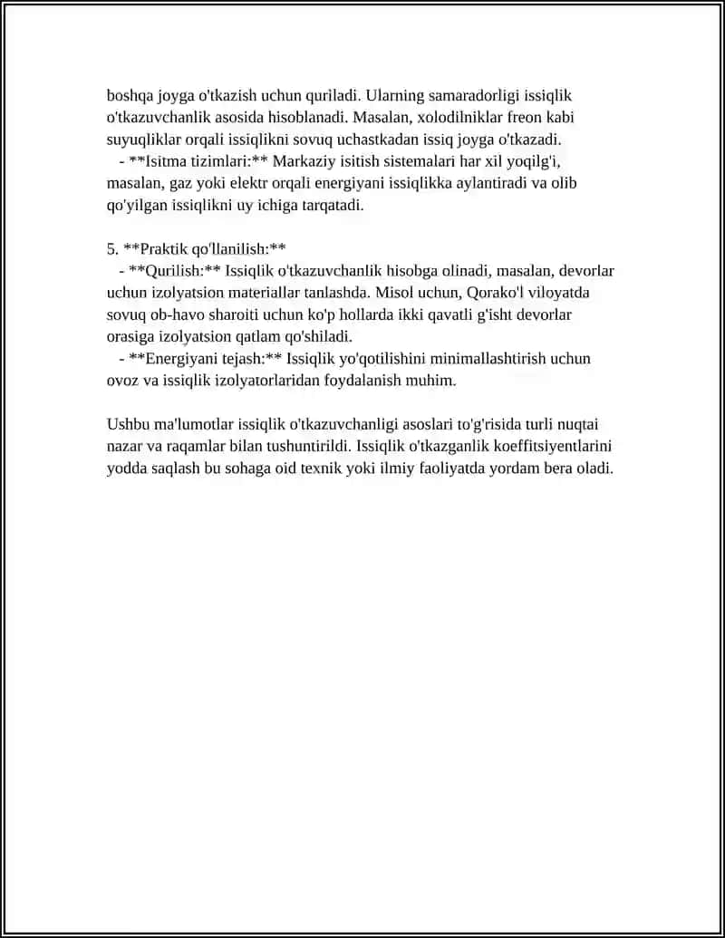 ISSIQLIK O'TKAZUVCHANLIKNING DIFERENSIAL TENGLAMASI BOR SHARTLA 4