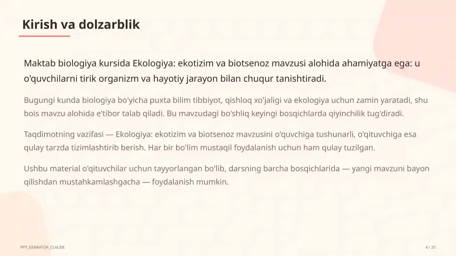 Ekologiya: ekotizim va biotsenoz (10-sinf) 4