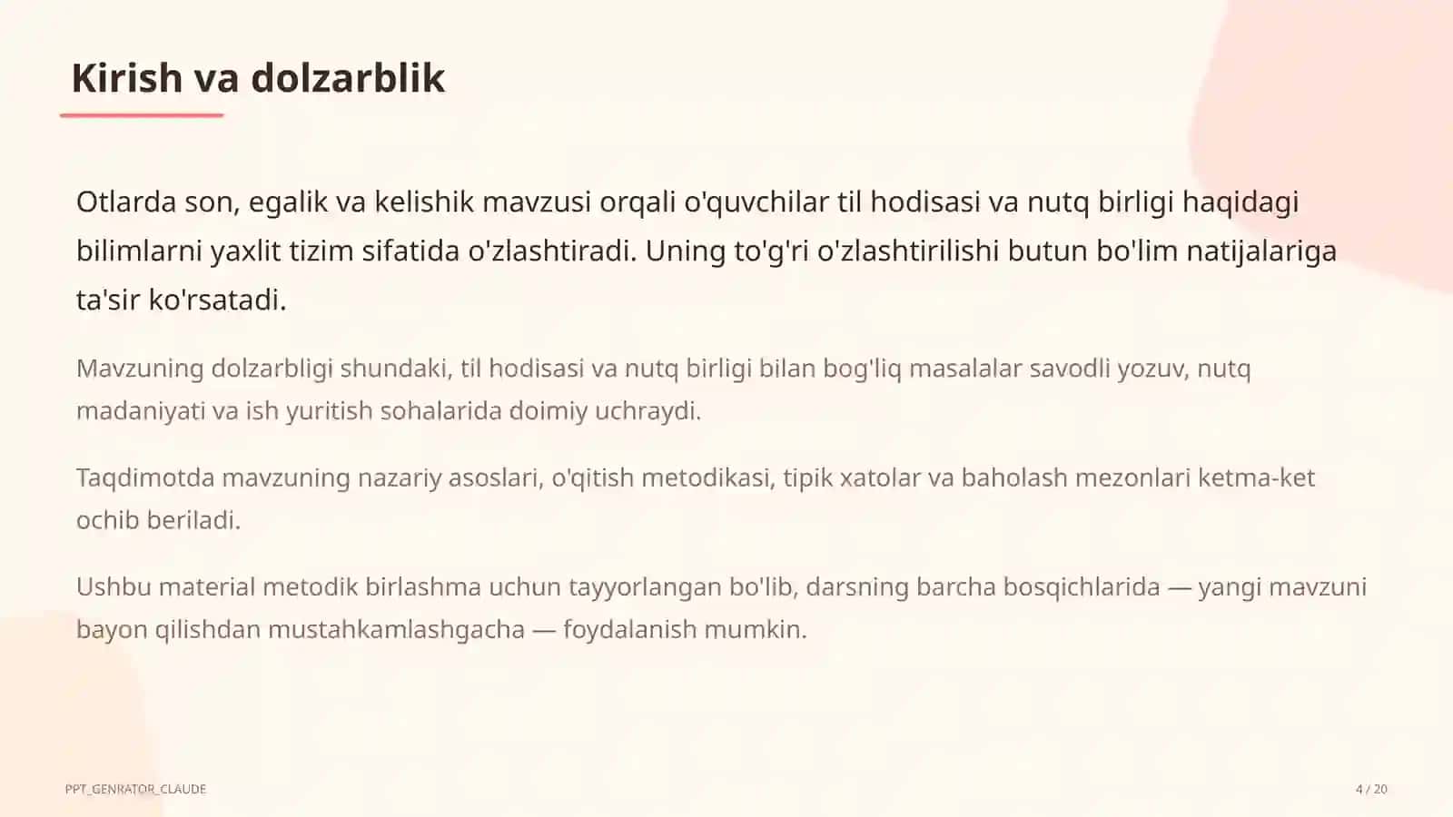 Otlarda son, egalik va kelishik (6-sinf) 4