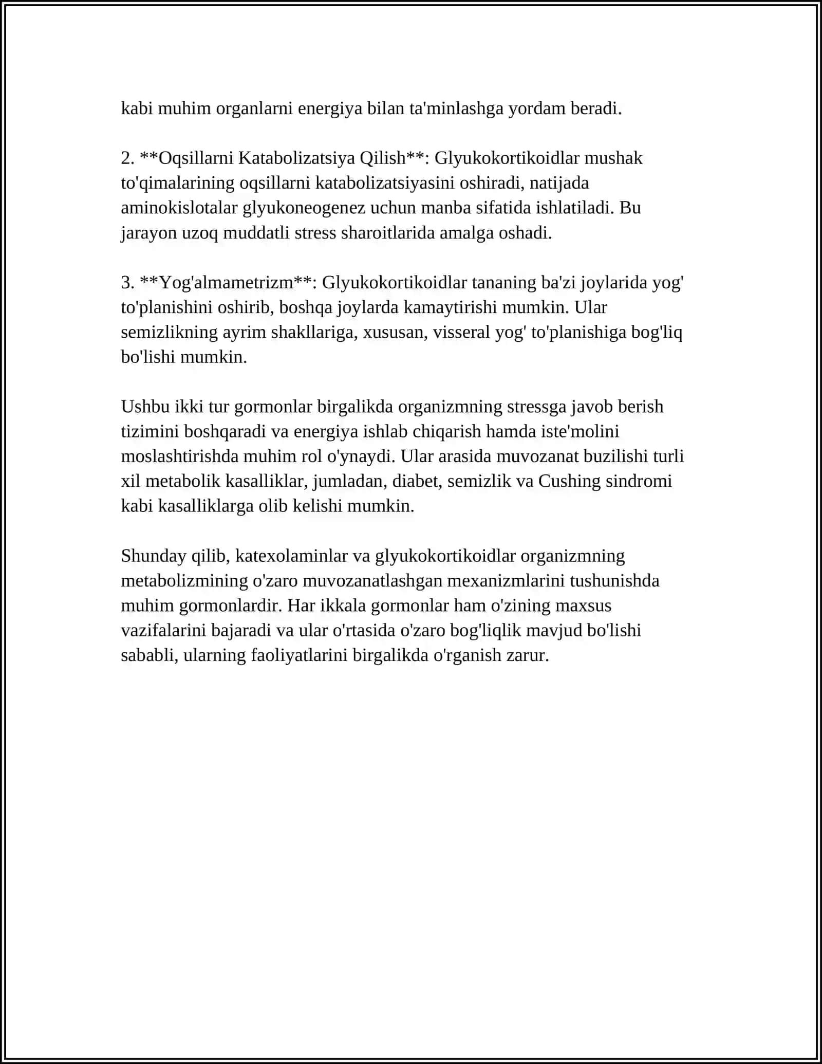 KATEXOLAMINLAR VA GLYUKOKORTIKOIDLARNING UGLEVODLAR ALMASHINUVIGA TA'SIRI 4