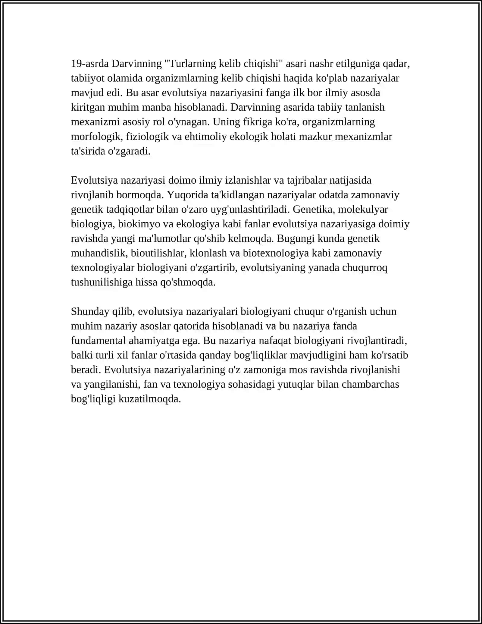EVOLUTSION BIOLOGIYANING BIOLOGIK XILMA XILLIGINI BAHOLASH 4