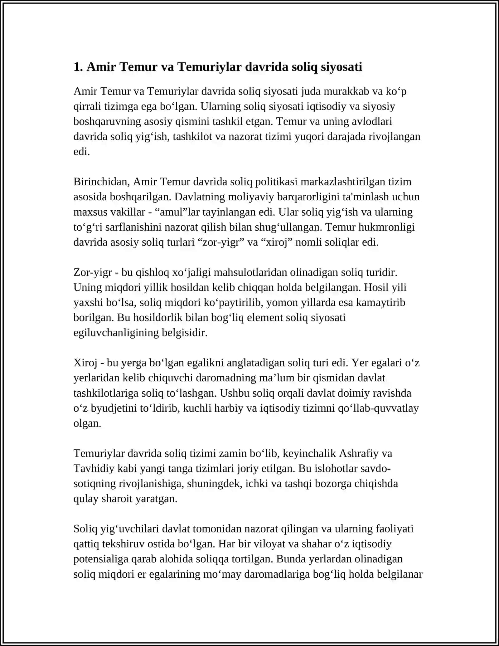 AMUR TEMUR VA TEMURIYLAR DAVRIDAGI IQTISODIY G‘OYALAR VA IQTISODIY SIYOSAT 4