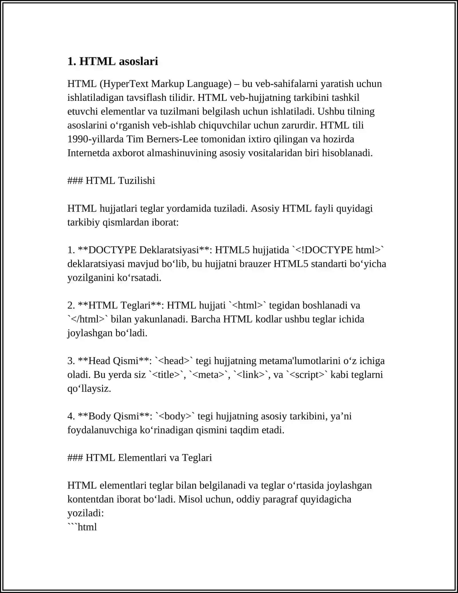 WEB SAHIFA.HTML TILI 4
