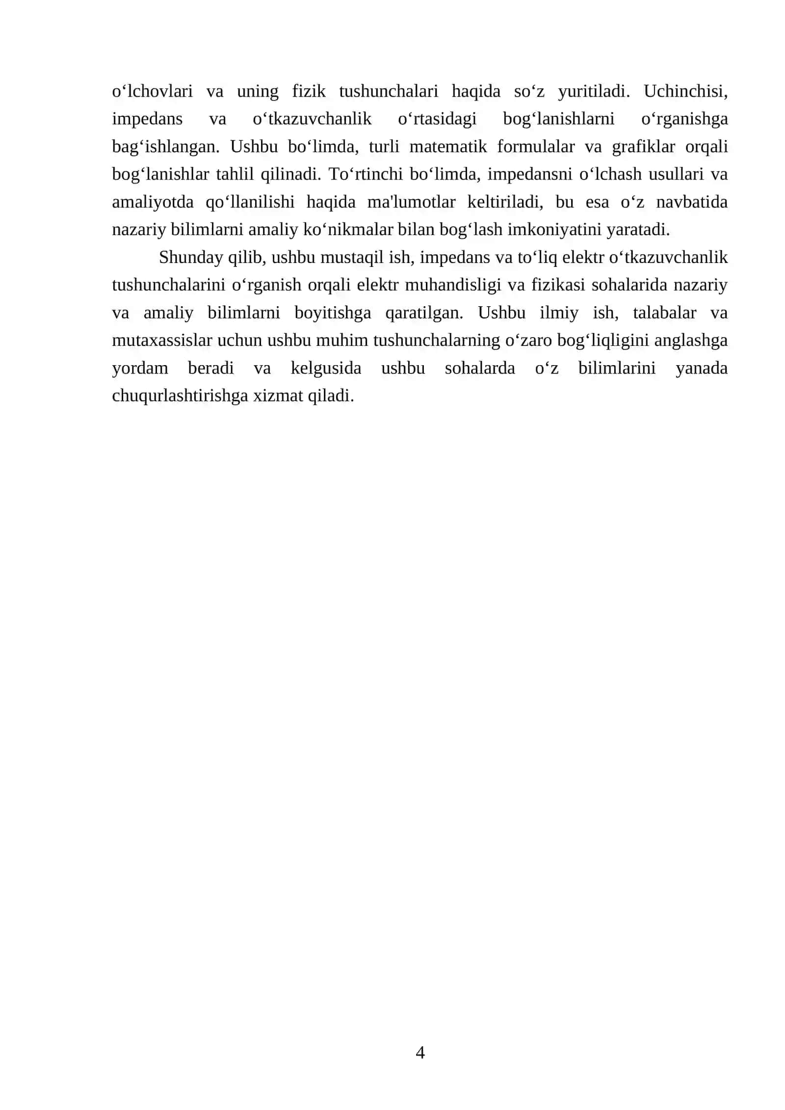 Impedans va to‘liq elektr o‘tkazuvchanlik 4