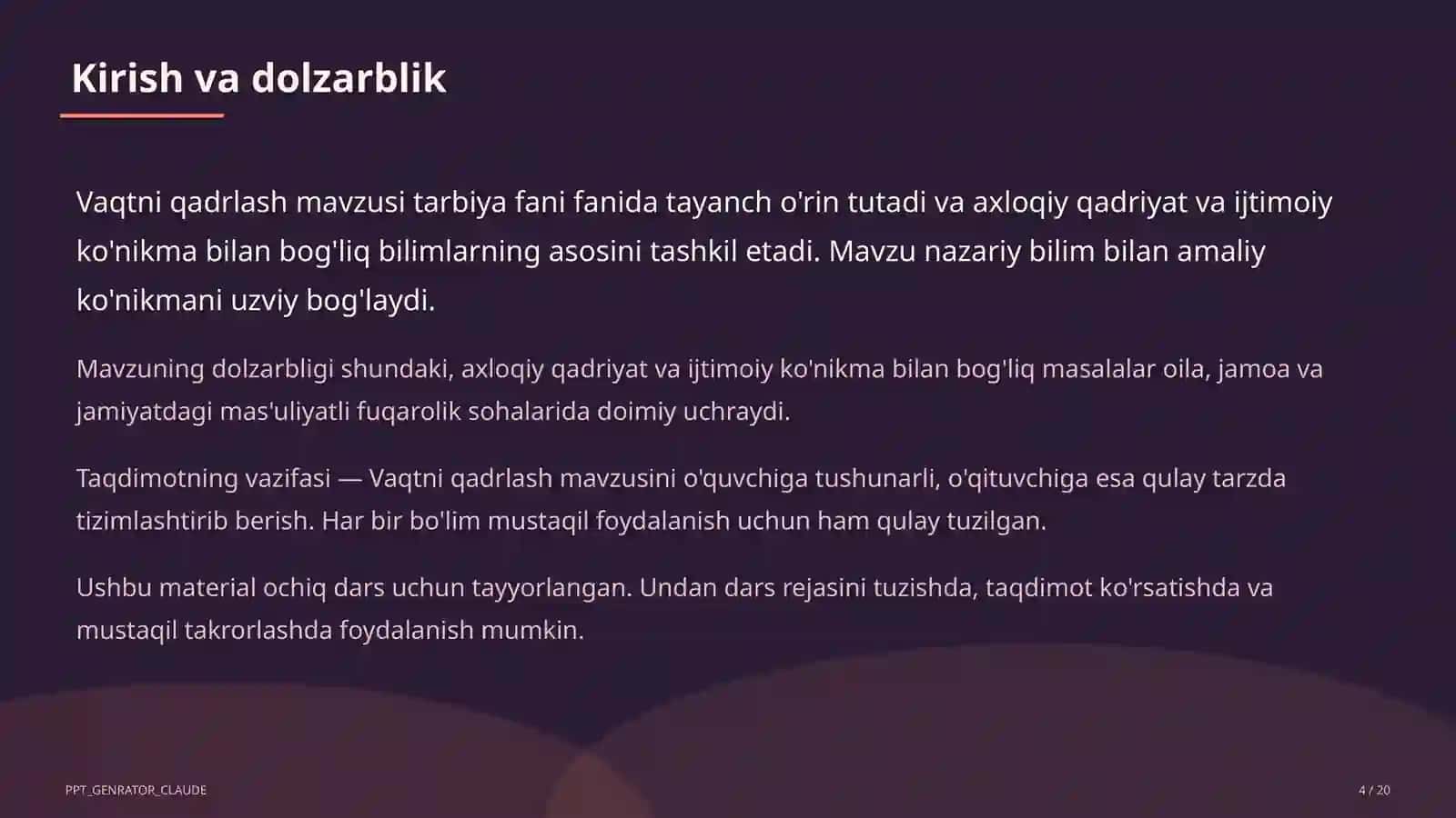 Vaqtni qadrlash (4-sinf) 4