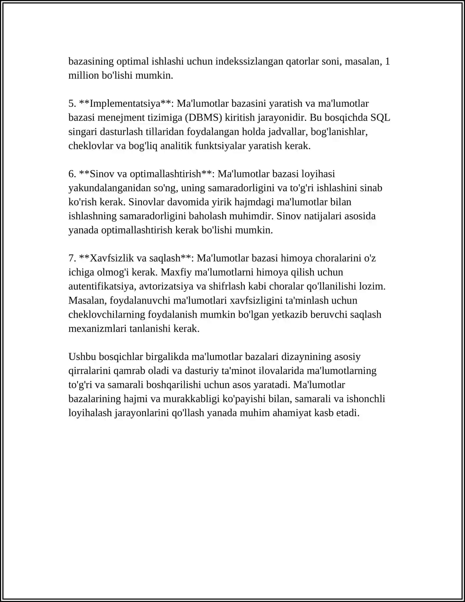 TIBBIY-BIOLOGIK MASALANI YECHISH MISOLIDA MA’LUMOTLARNI TASHKIL QILISH VA KIRITISH 4