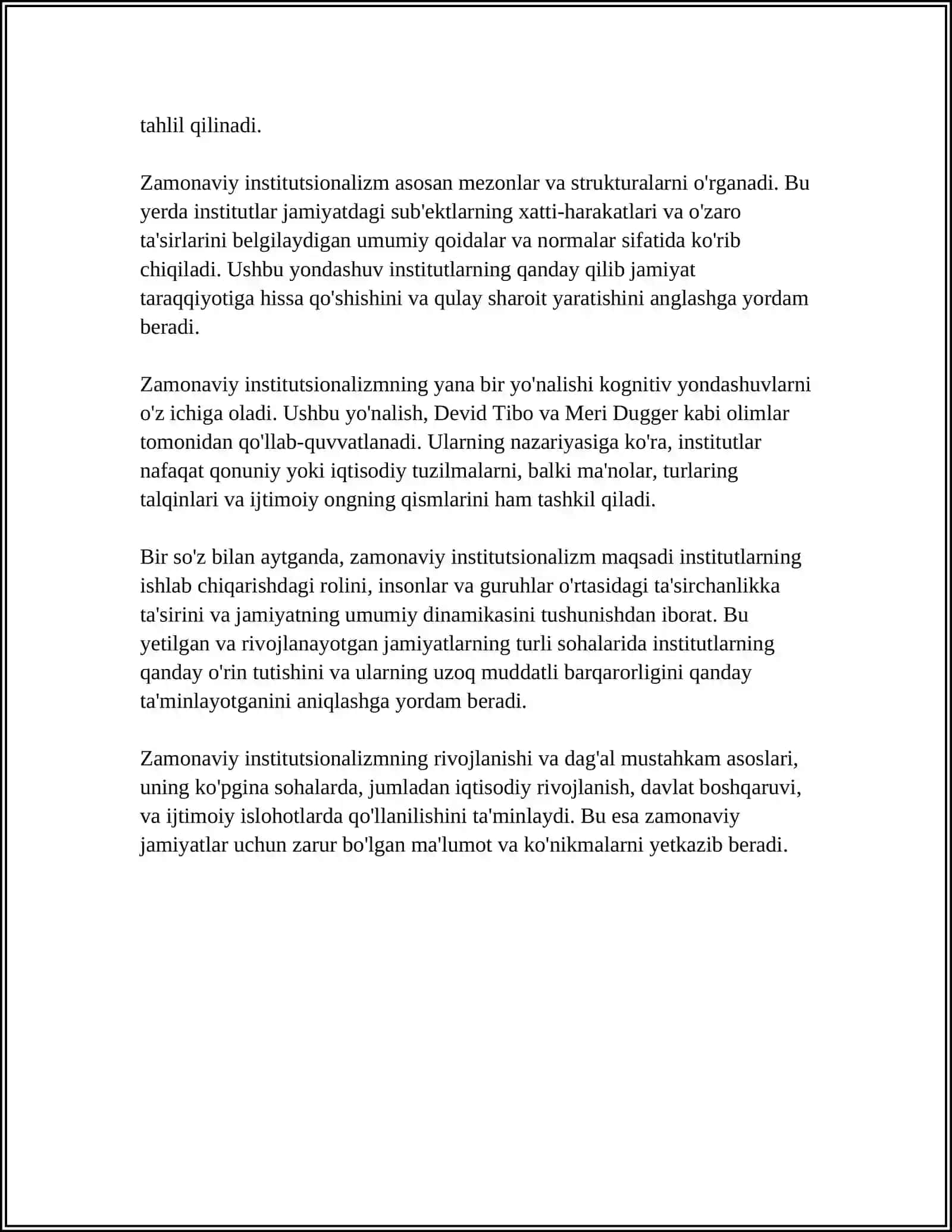 ZAMONAVIY INSTITUTSIONALIZMNING ASOSIY KATEGORIYALARI TALQINI 4