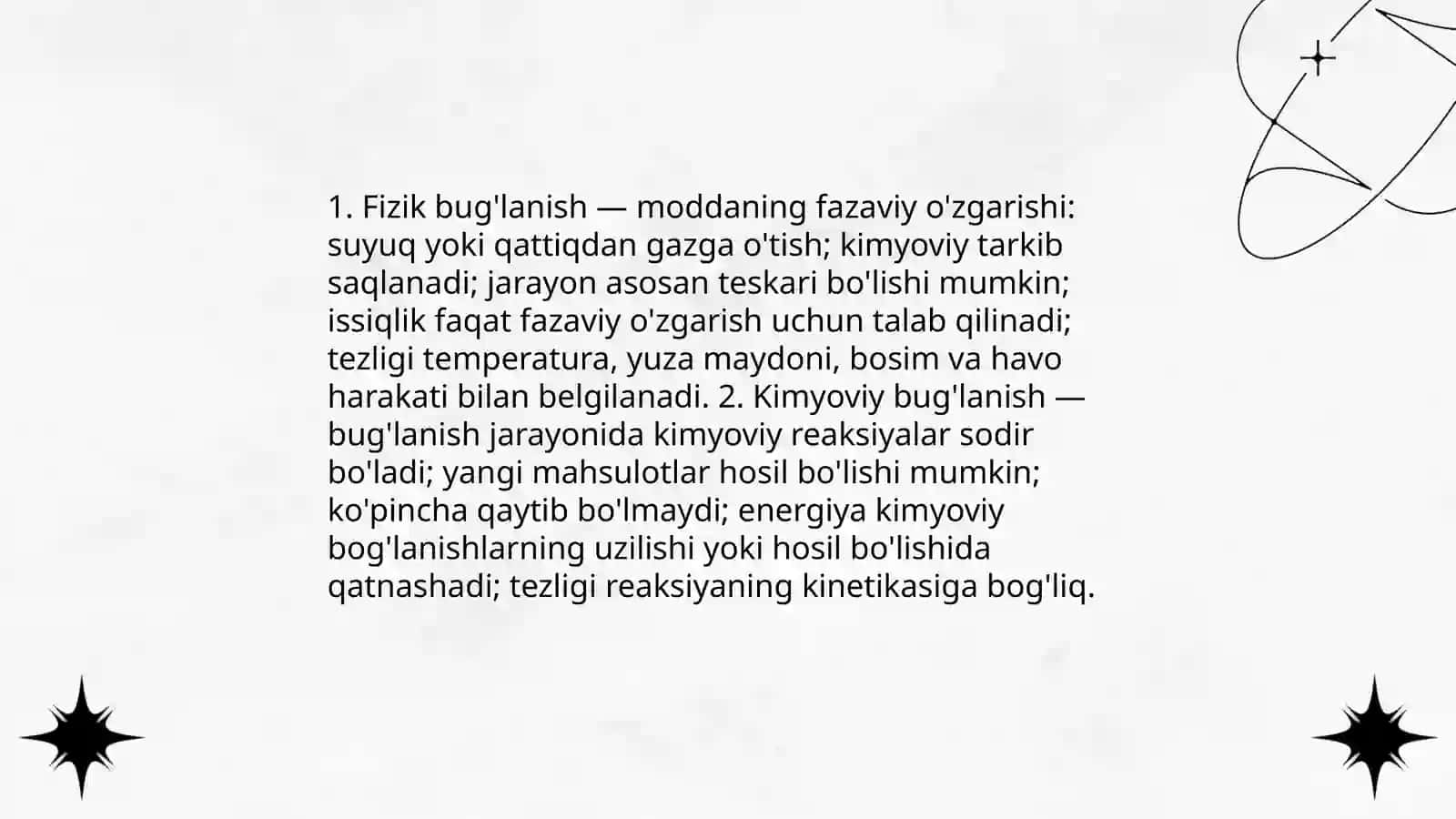 Kimyoviy Bug'lanish turlari 4