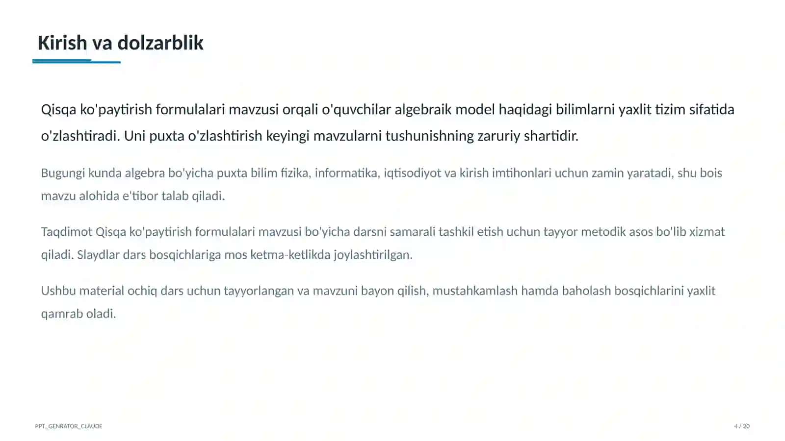 Qisqa ko'paytirish formulalari (7-sinf) 4