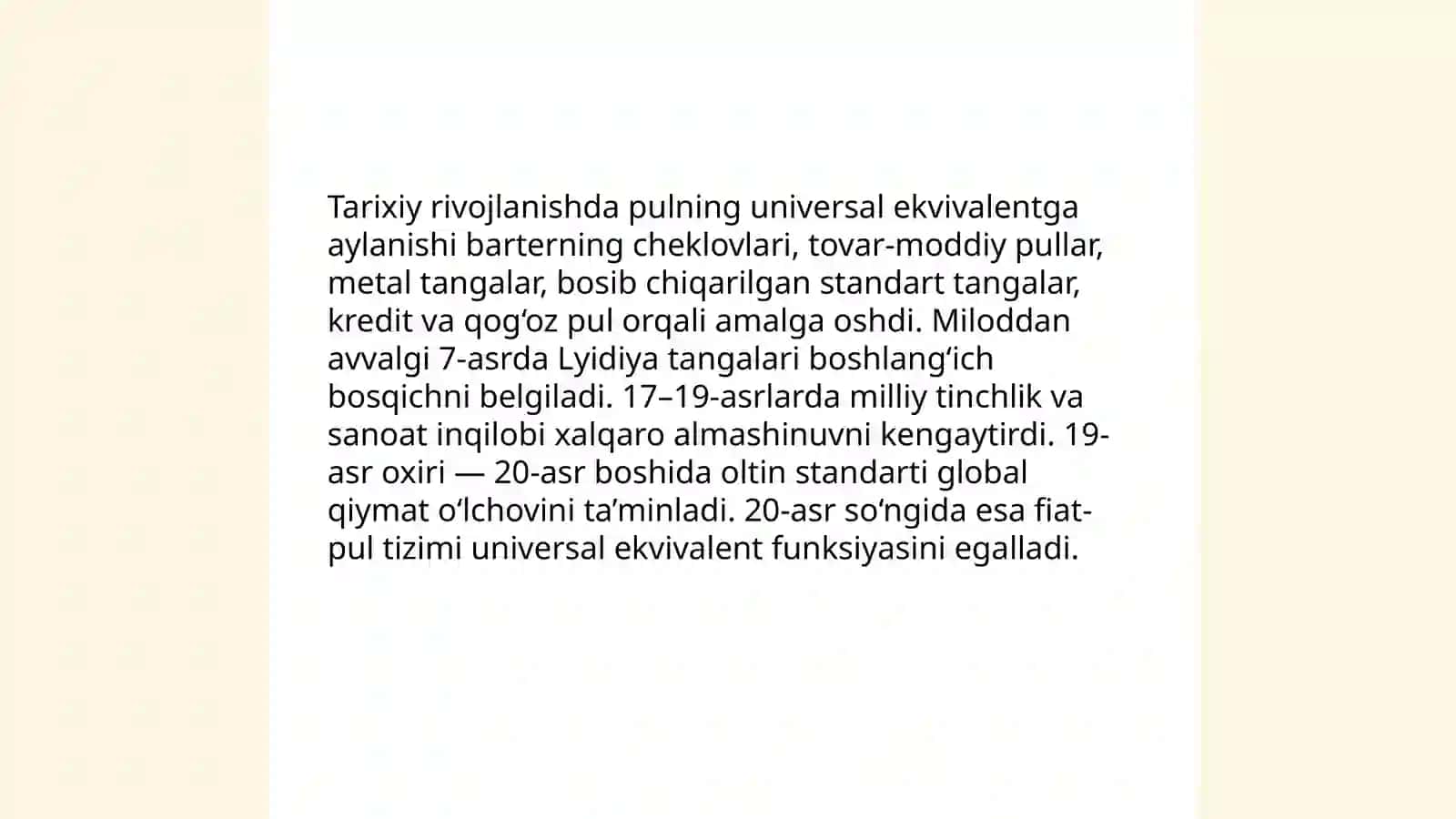 Pul universal ekvivalent sifatida 4