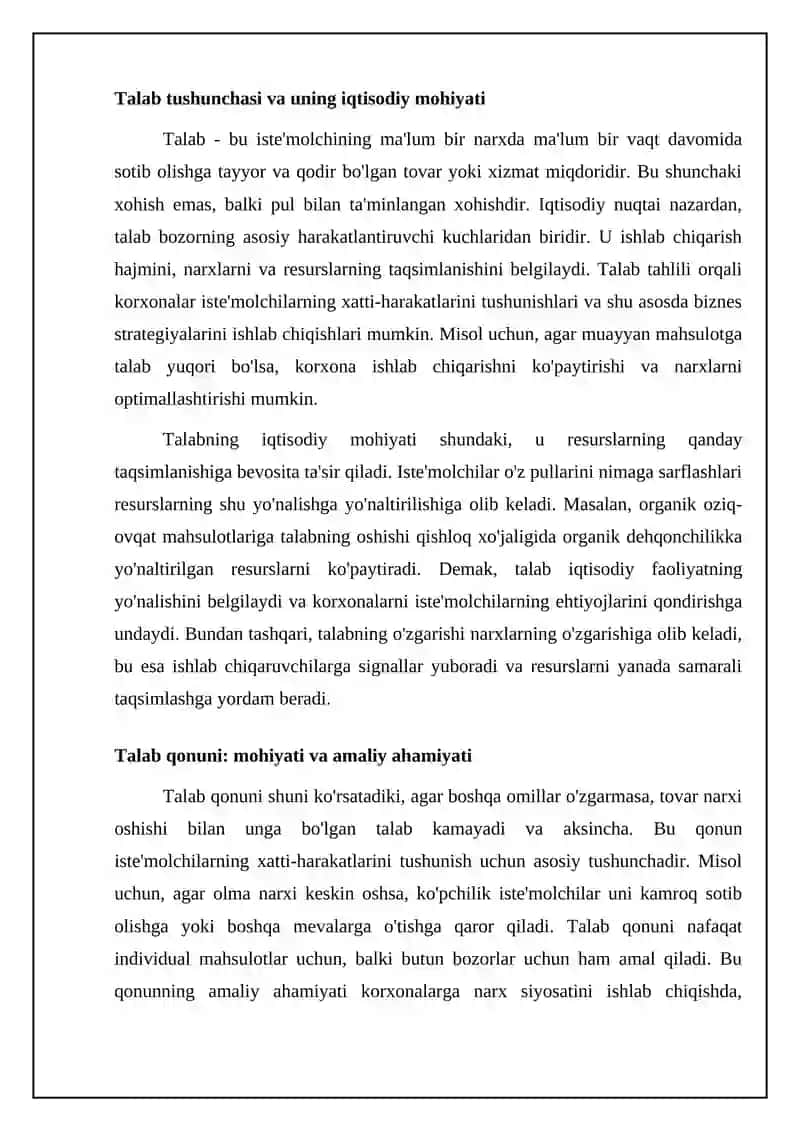 Talab tahliliy asoslari 4