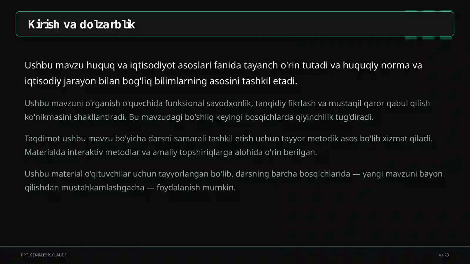 Huquq va iqtisodiyot asoslari (9–11) 4