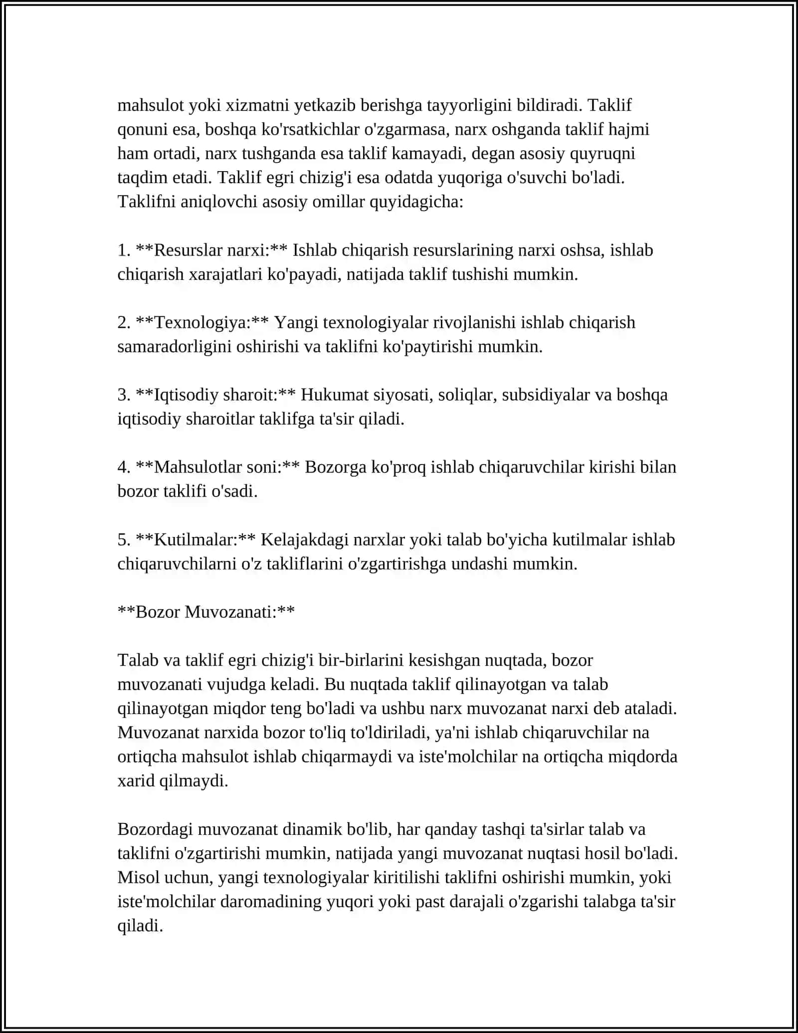 TALAB VA TAKLIF NAZARIYASI ASOSLARI.ISTEMOLCHILARNI TANLOV NAZARYASI 4