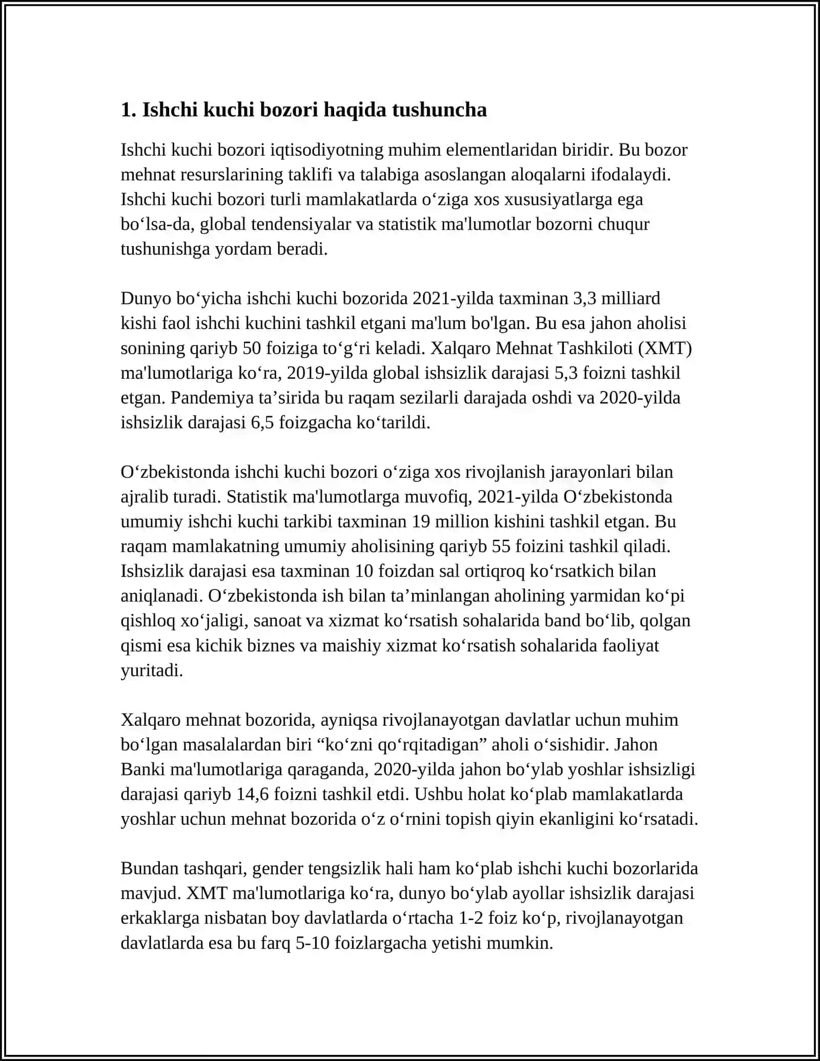 ISHCHI KUCHI BOZORI: MAZMUNI, TUZILISHI VA MODELLARI 4