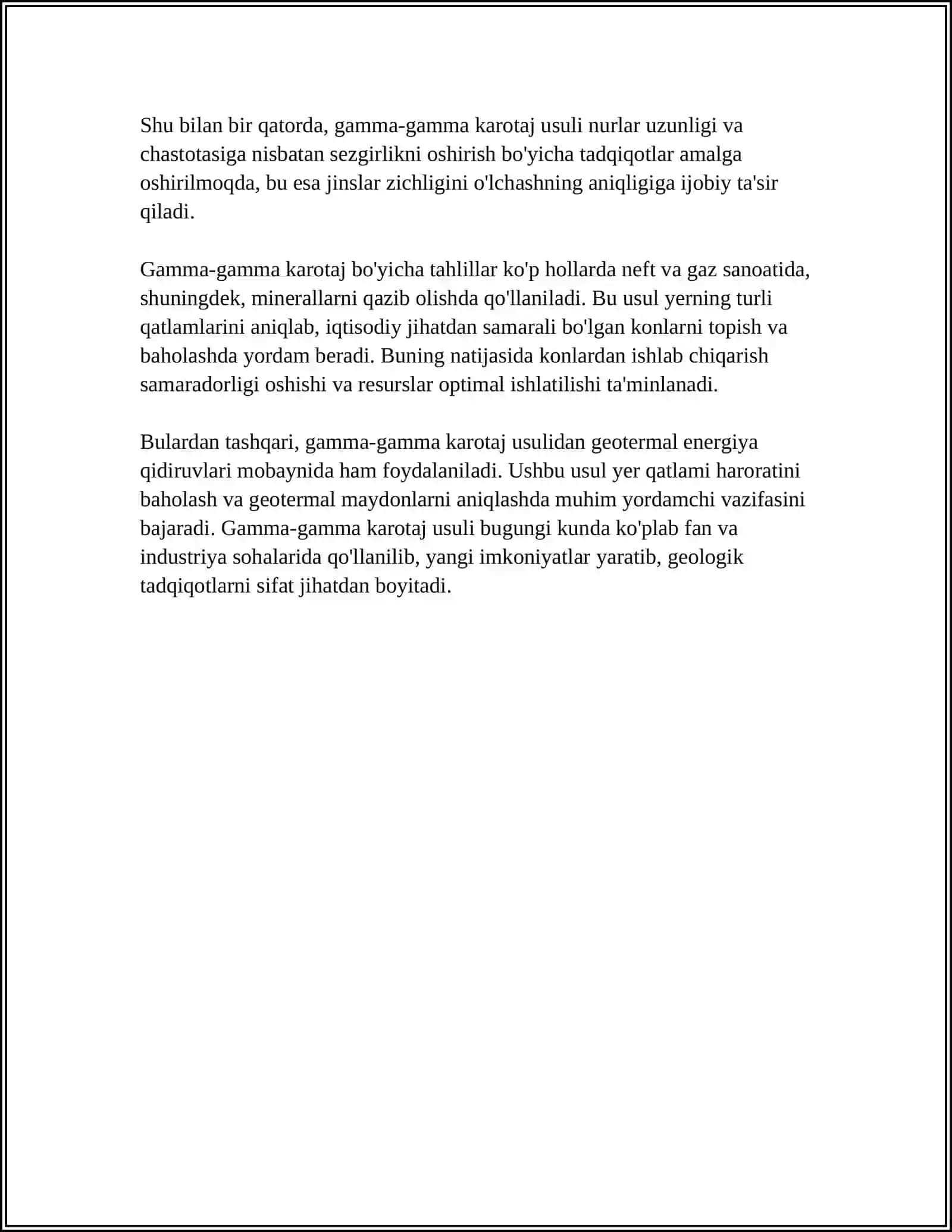 GAMMA-GAMMA KAROTAJ MALUMOTLARINI TAHLIL QILISH 4