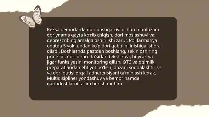 Keksa bemorlarni parvarishini o'ziga hosligi 4