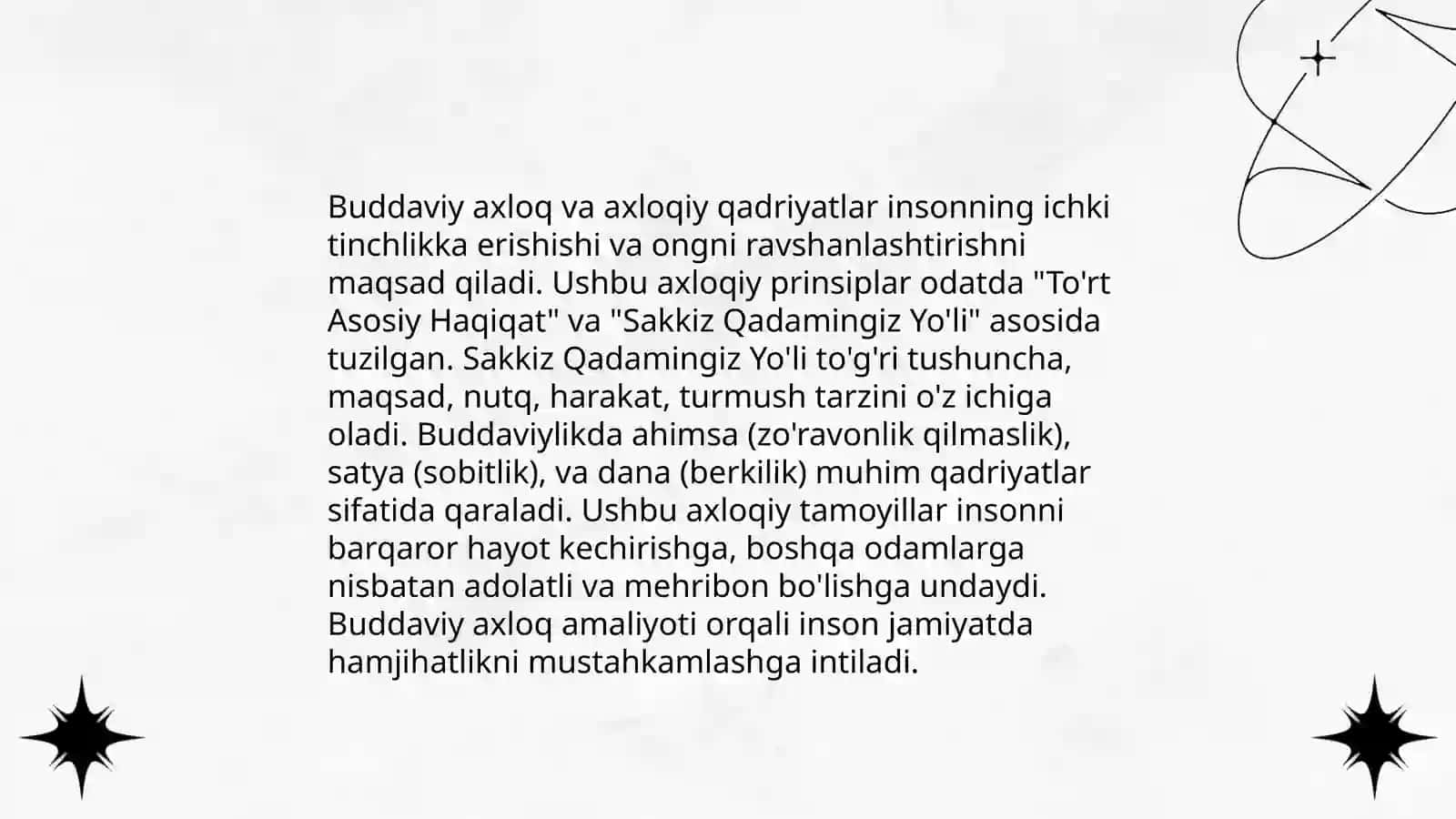 Ananaviy buddaviylikning o'ziga xos xususiyatlari 4