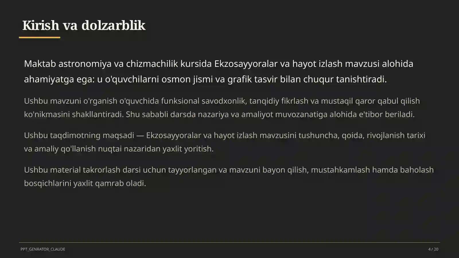 Ekzosayyoralar va hayot izlash (11-sinf) 4