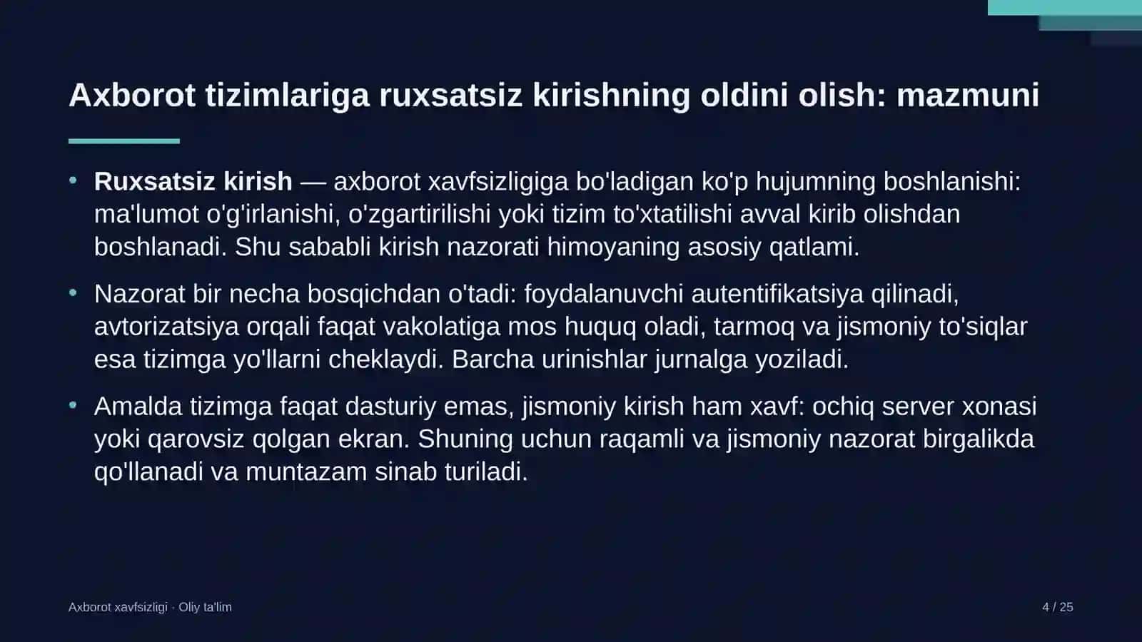 veb ishlab chiqish studiyalarida axborot tizimlariga ruxsatsiz kirishning oldini olish 4616 4