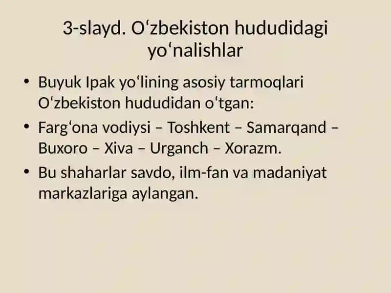 Buyuk Ipak yo‘li va hozirgi zamon. O‘zbekistonning turizm salohiyati 4