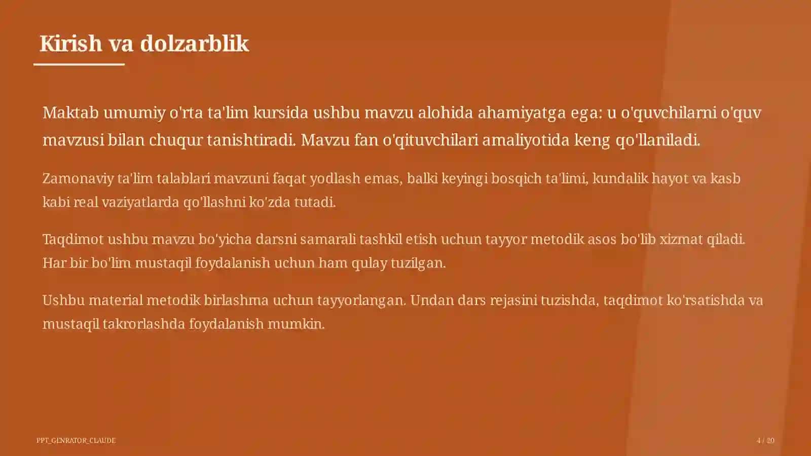 Dolzarb mavzular — maktab va o'qituvchilar 4