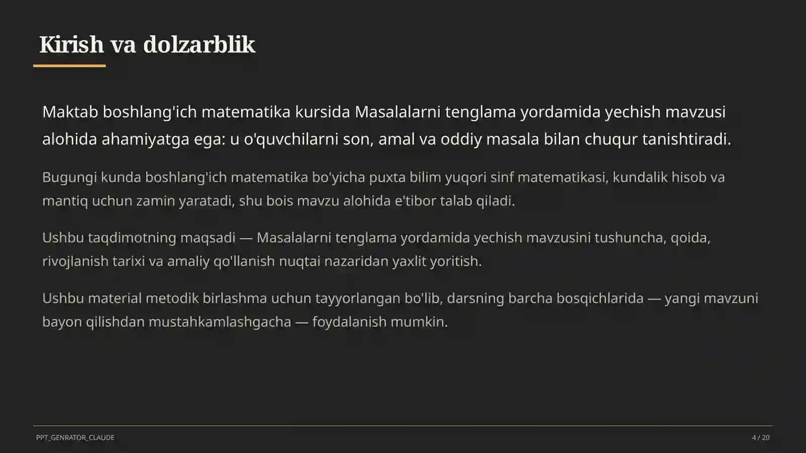 Masalalarni tenglama yordamida yechish (3-sinf) 4