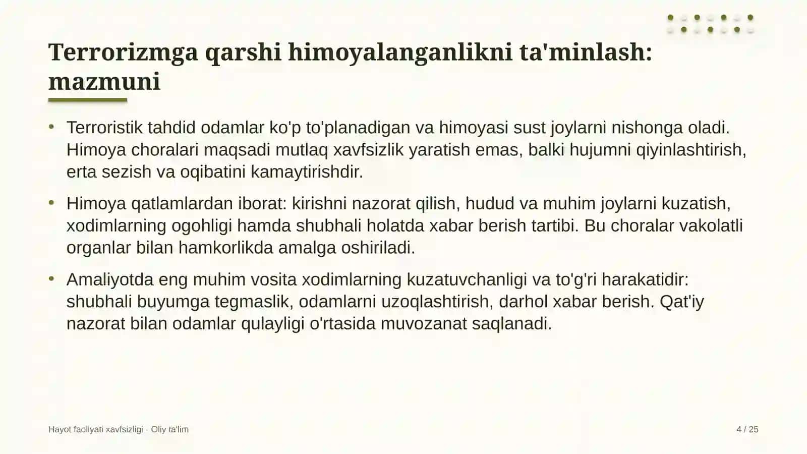 Bioenergetikada terrorizmga qarshi himoyalanganlikni ta'minlash 4