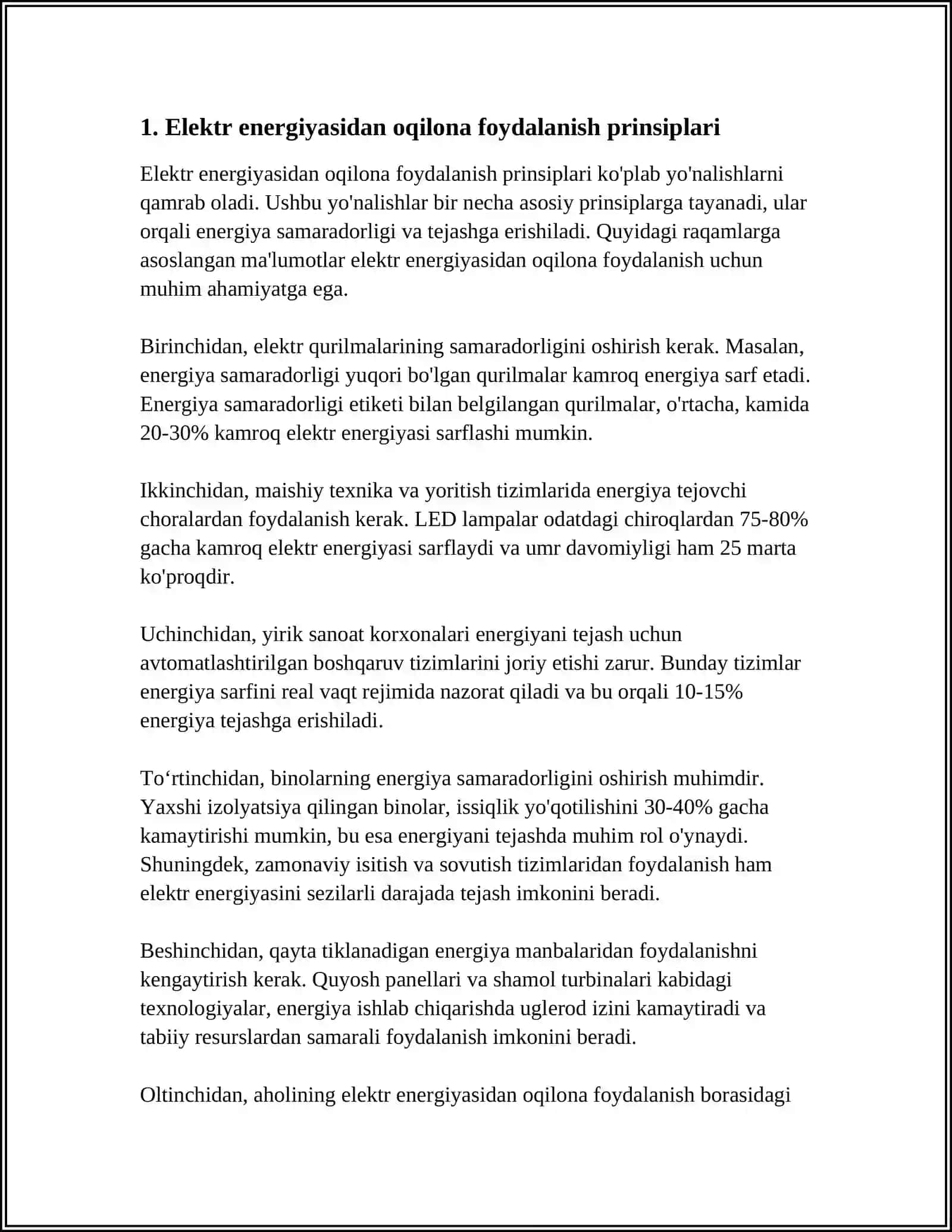 ELEKTR ENERGIYASIDAN OQILONA FOYDALANISH TO‘RISIDAGI QONUNLAR 4