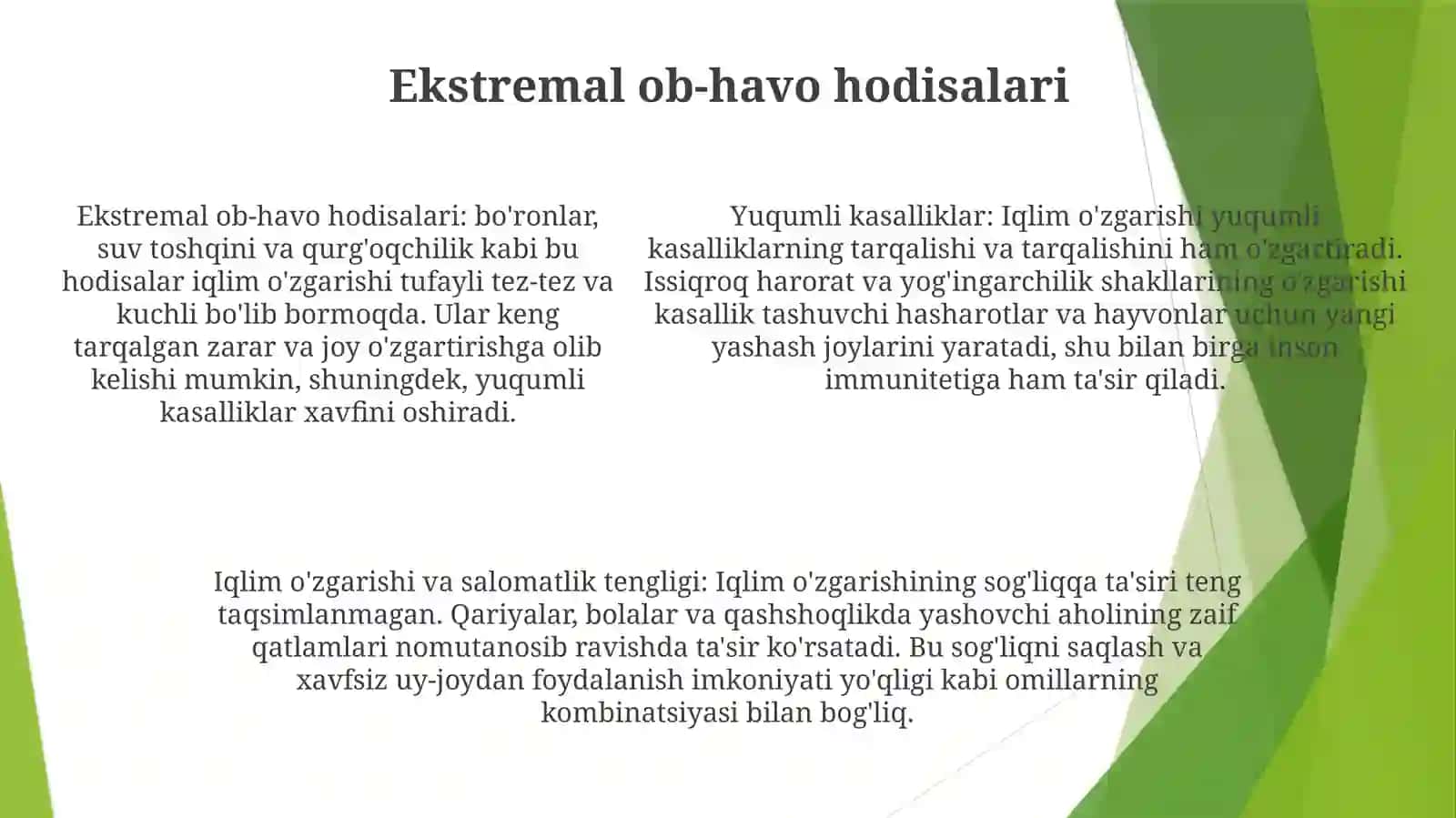 Kasalliklarni Global Tashvishi. Iqlim O'Zgarishlarining Tibbiy Oqibatlari 4