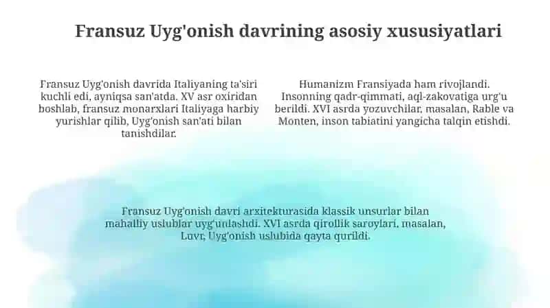 Fransiya Renesansining rivojlangan davri. Luvr saroyi qurilishi 4