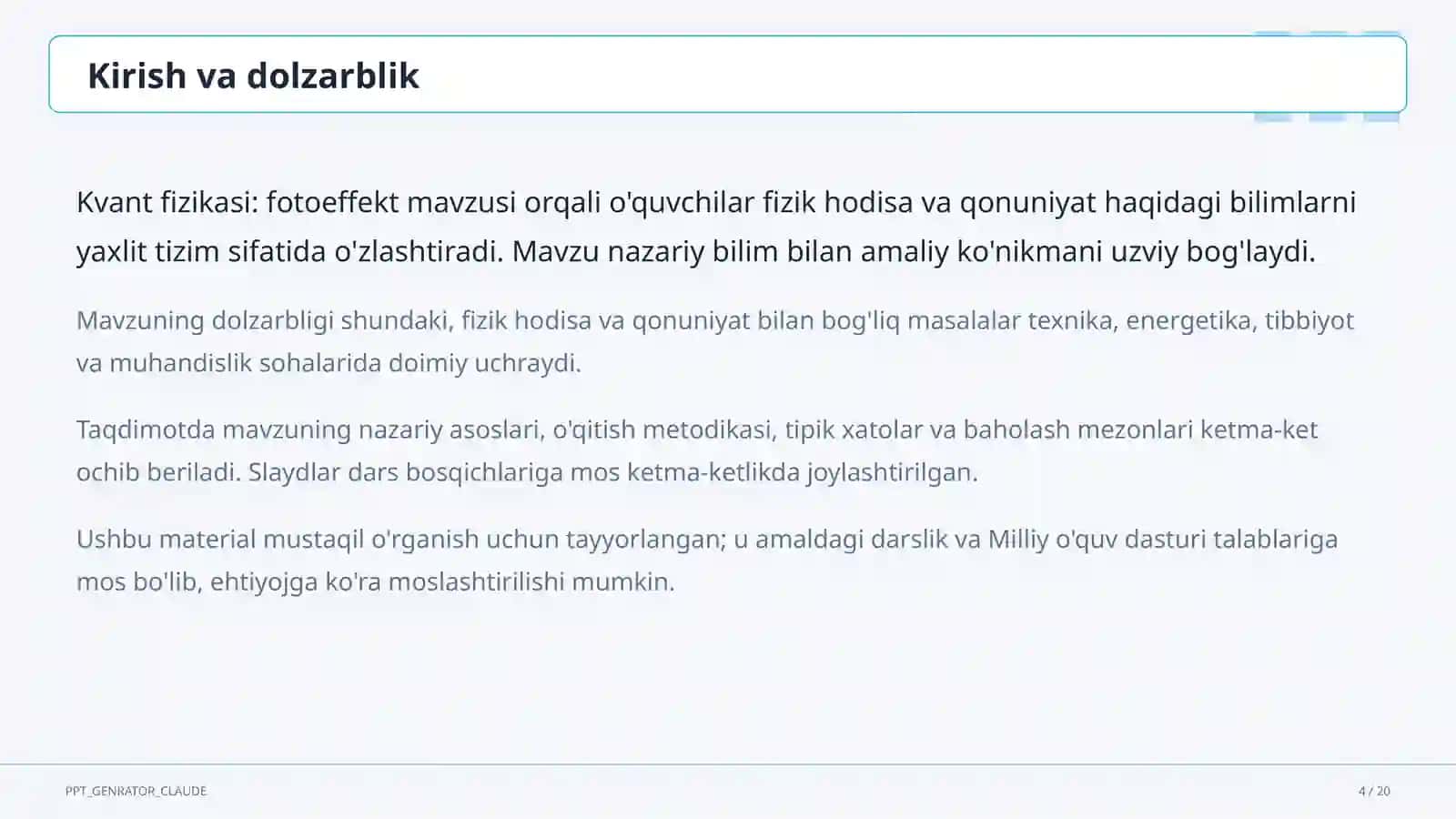 Kvant fizikasi: fotoeffekt (11-sinf) 4