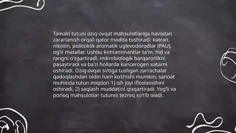 Tashqi muhit va oziq ovqatning taʼsirlari: ta'makining tasiri 4