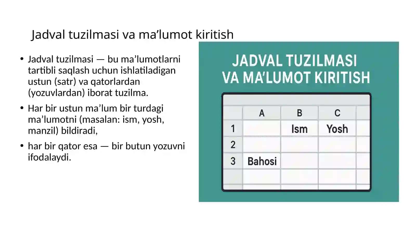 STATISTIK MA’LUMOTLARNI ELEKTRON JADVALLAR YORDAMIDA QAYTA SARALASH. MA’LUMOTLARNI TAXLIL QILISH 4