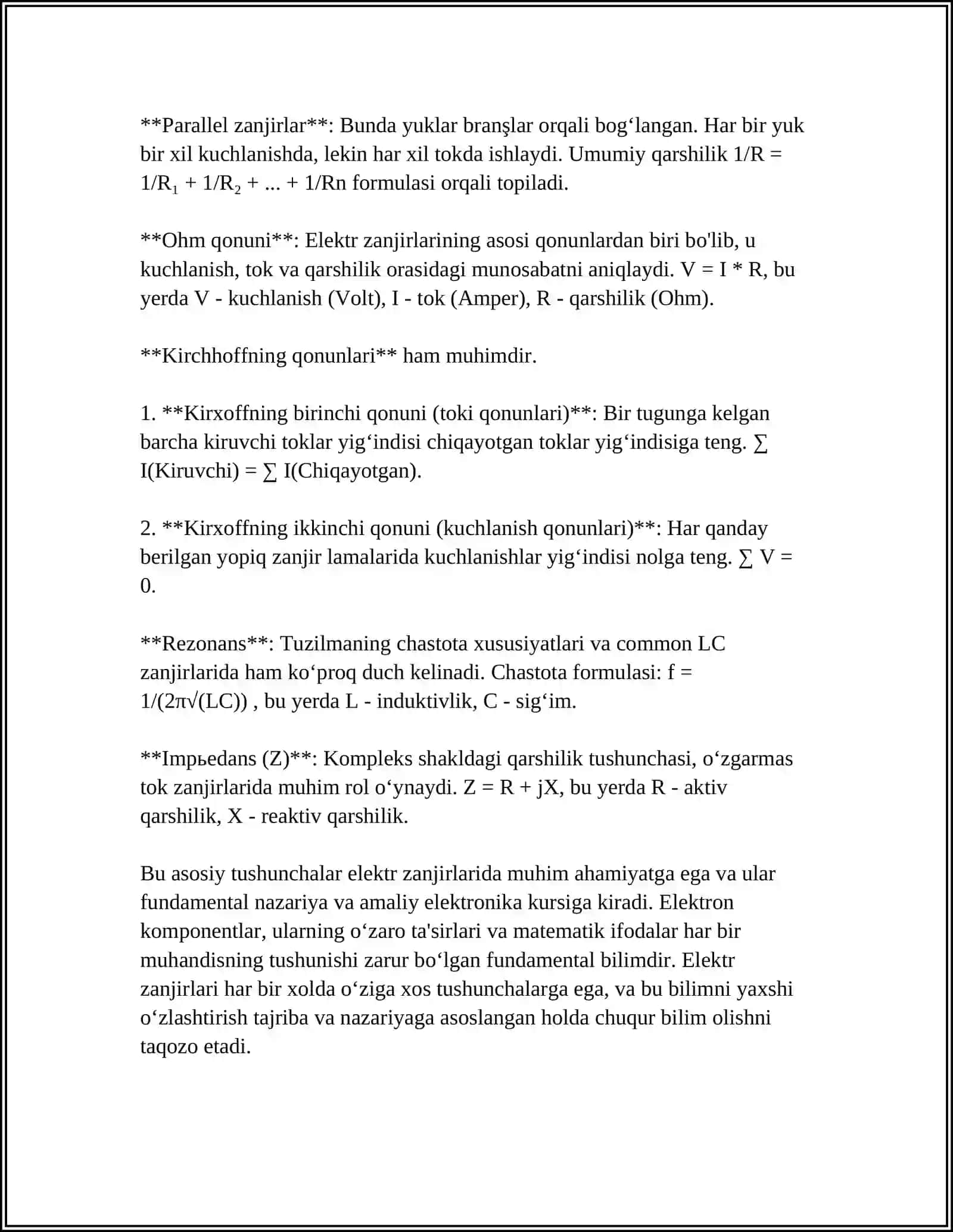 ELEKTR ZANJIRLARIDAGI ASOSIY SHARTLI BELGILAR VA ELEKTR ZANJIR SXEMALARI HAQIDA 4