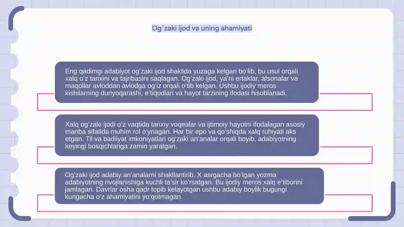 Eng qadimgi davrlardan X asrgacha bo'lgan adabiyot 4